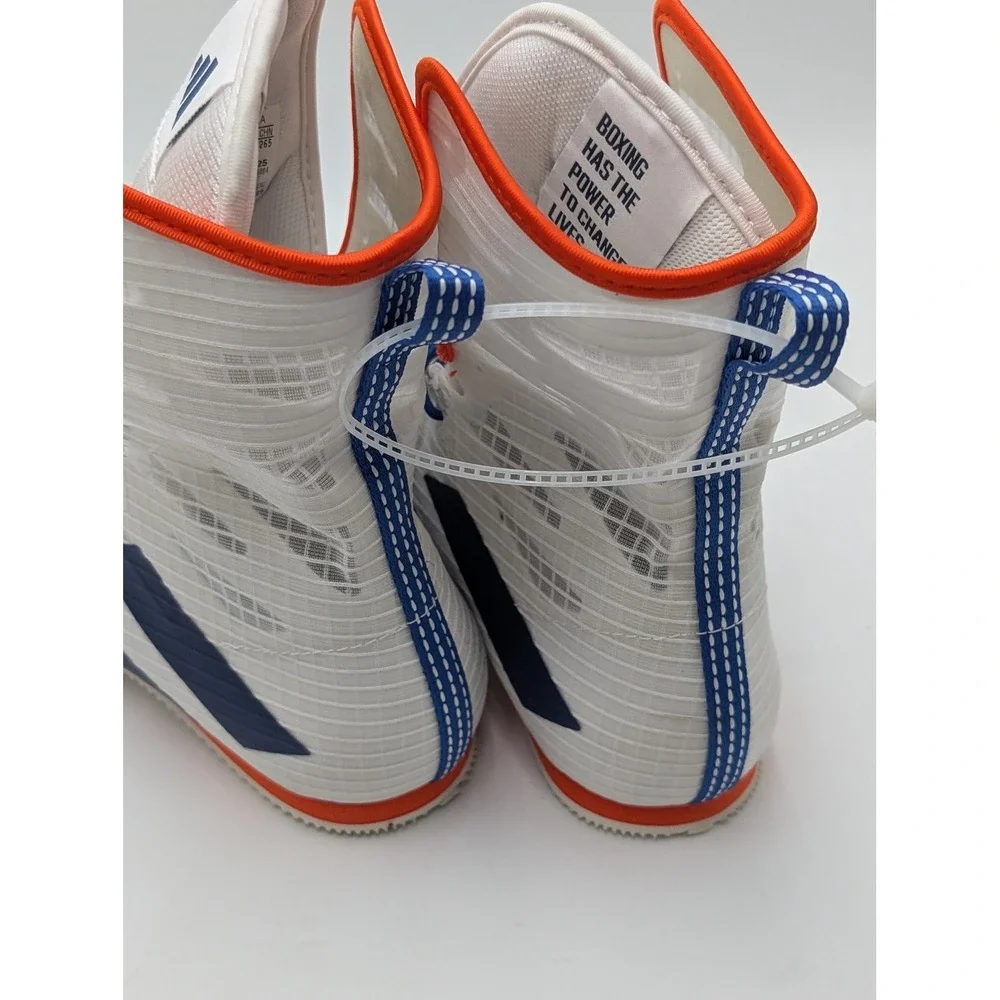 Adidas Boxing Shoes Mens 9 White Blue Box Hog 4 JP9847 Mid‎ Cut Boots Trainers